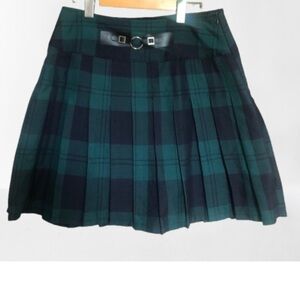 Vintage Le Grenier Black Watch Plaid Pleated Skirt Size 8